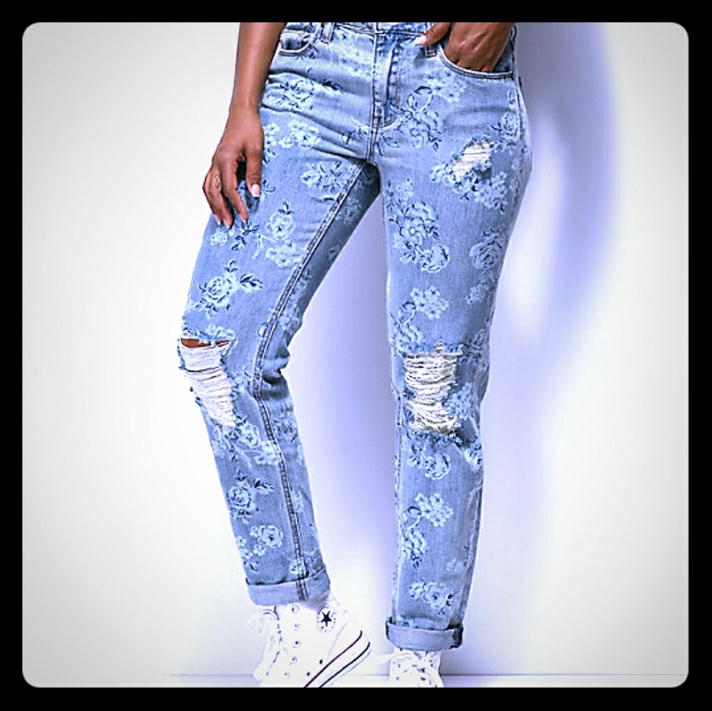 Empyre Easton Boyfriend Destroyed Floral Jeans